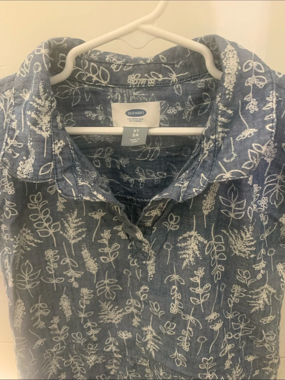 Old Navy Blue Floral-Print Polo Tunic Top or dress
